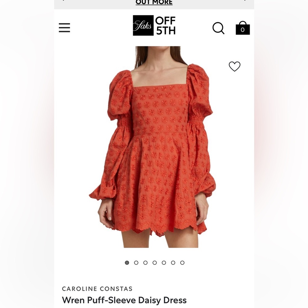 CAROLINE CONSTAS Wren Puff-Sleeve Daisy Dress SIZE medium, worn once.